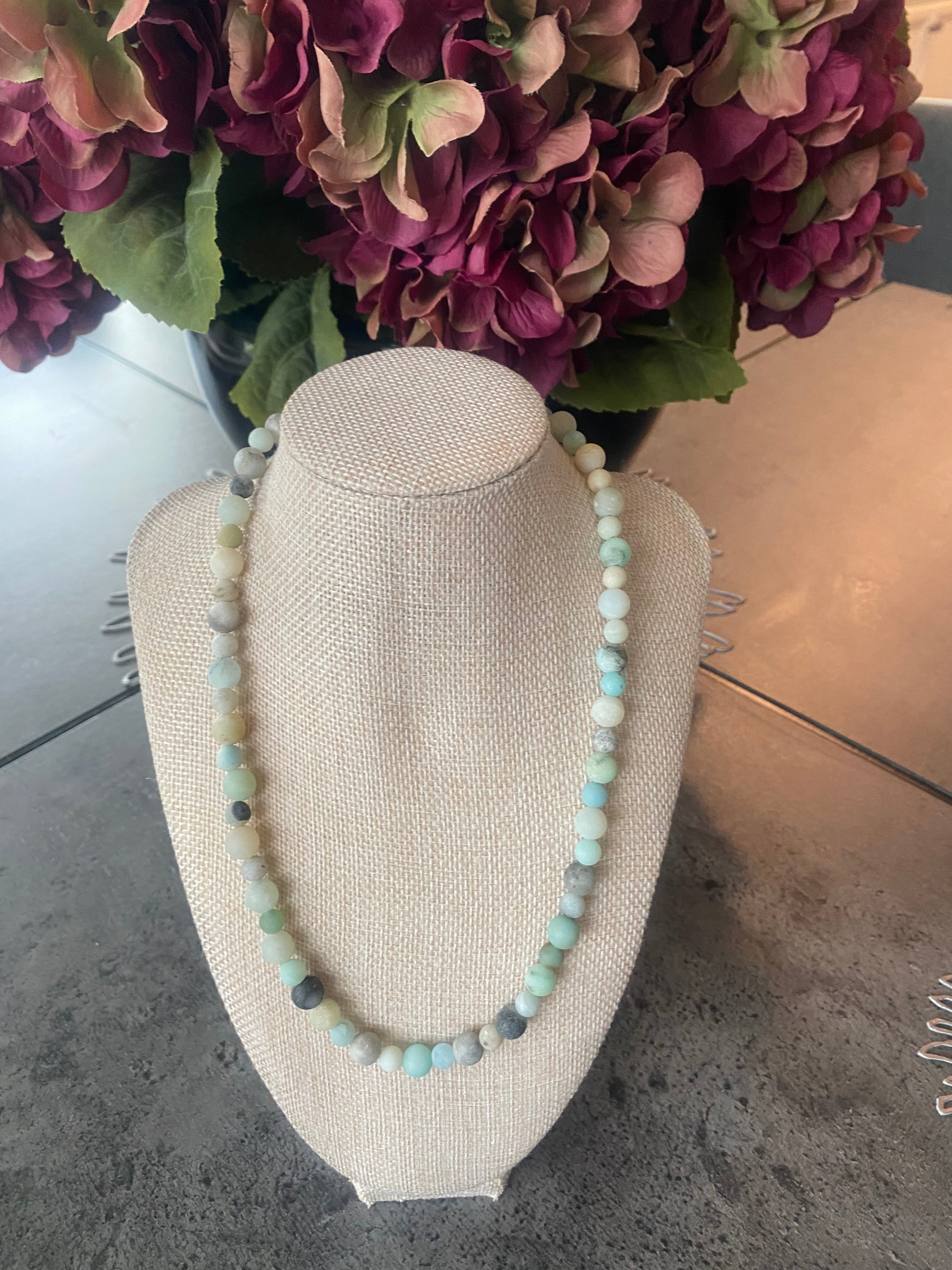 Amazonite Natural Crystal Bead Stone Gemstone 19 inch Necklace
