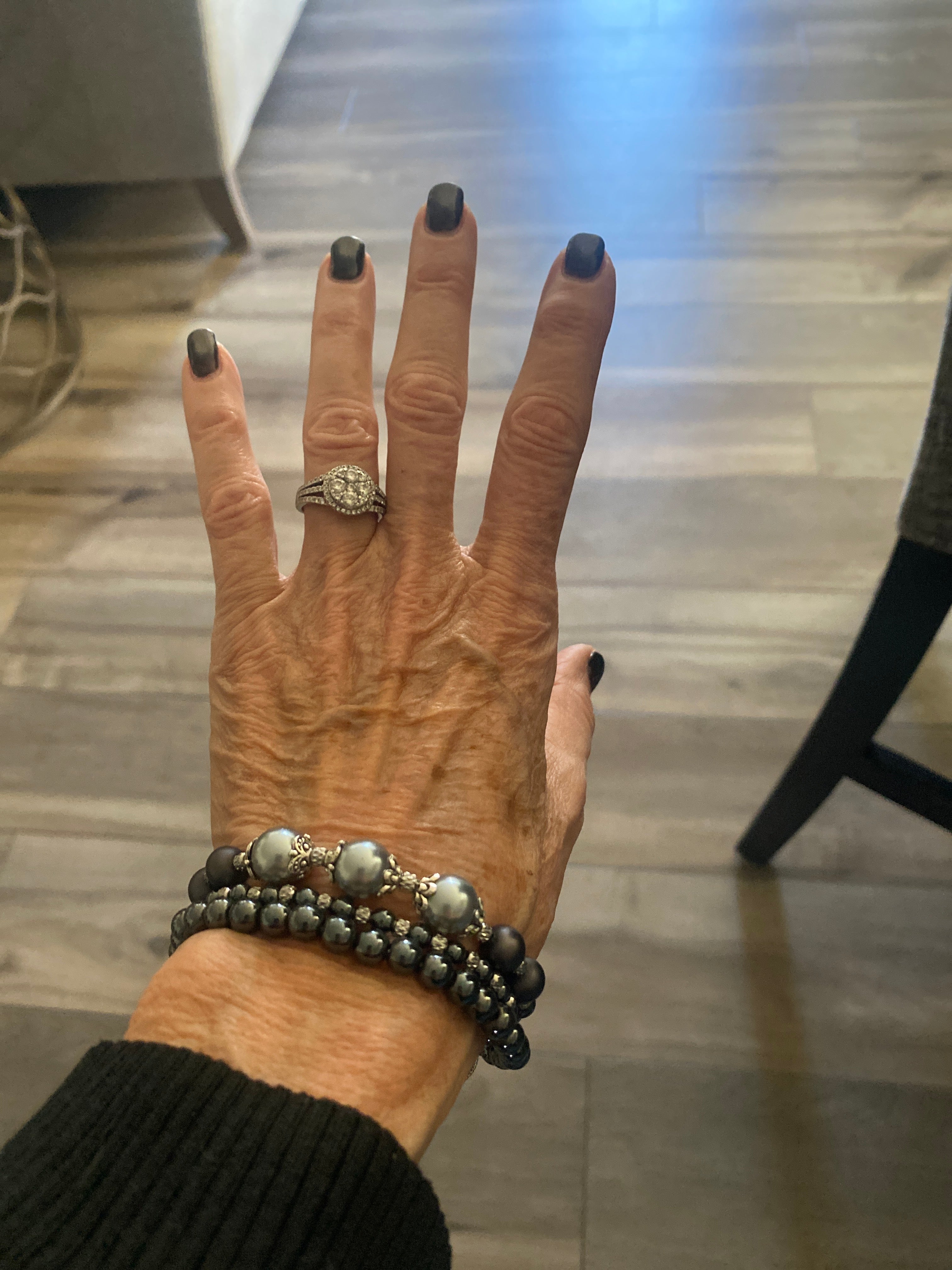 Guardian Angel Three-Strand Gemstone Bracelet - Black & Silver