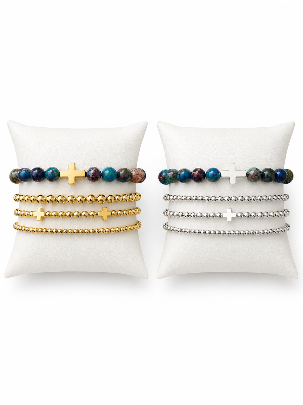 Gold or Silver Cross Gemsone Bracelet