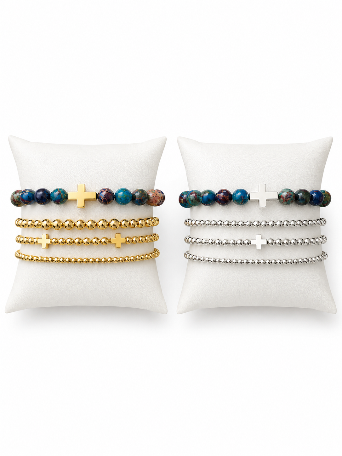 Gold or Silver Cross Gemsone Bracelet