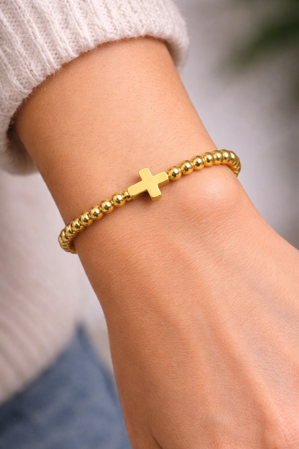 Cross Beaded Bracelet - Handcrafted Jewelry Gift