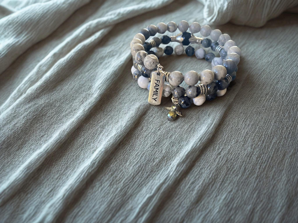 3 coil bracelet in cool grays