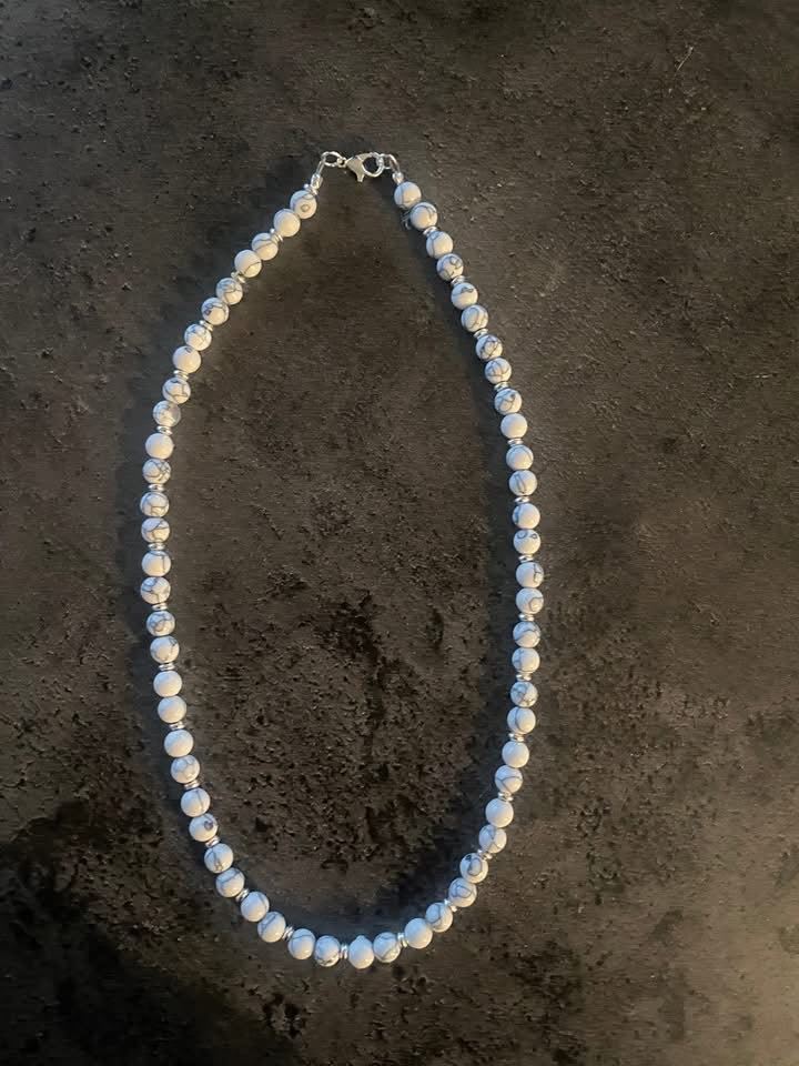 18 inch white beaded necklace