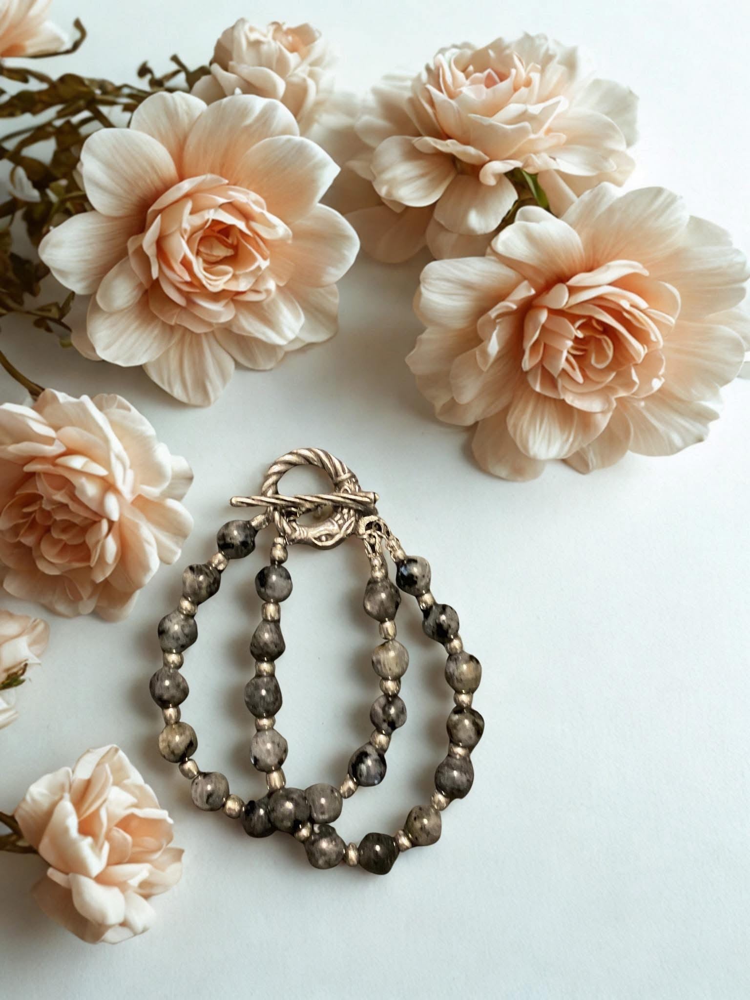 Smoky gray gemstone bracelet with a hint of gray